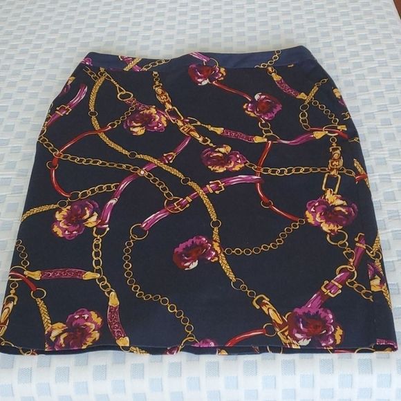 NWOT Charter Club Navy Equestrian Print Skirt - Picture 4 of 8